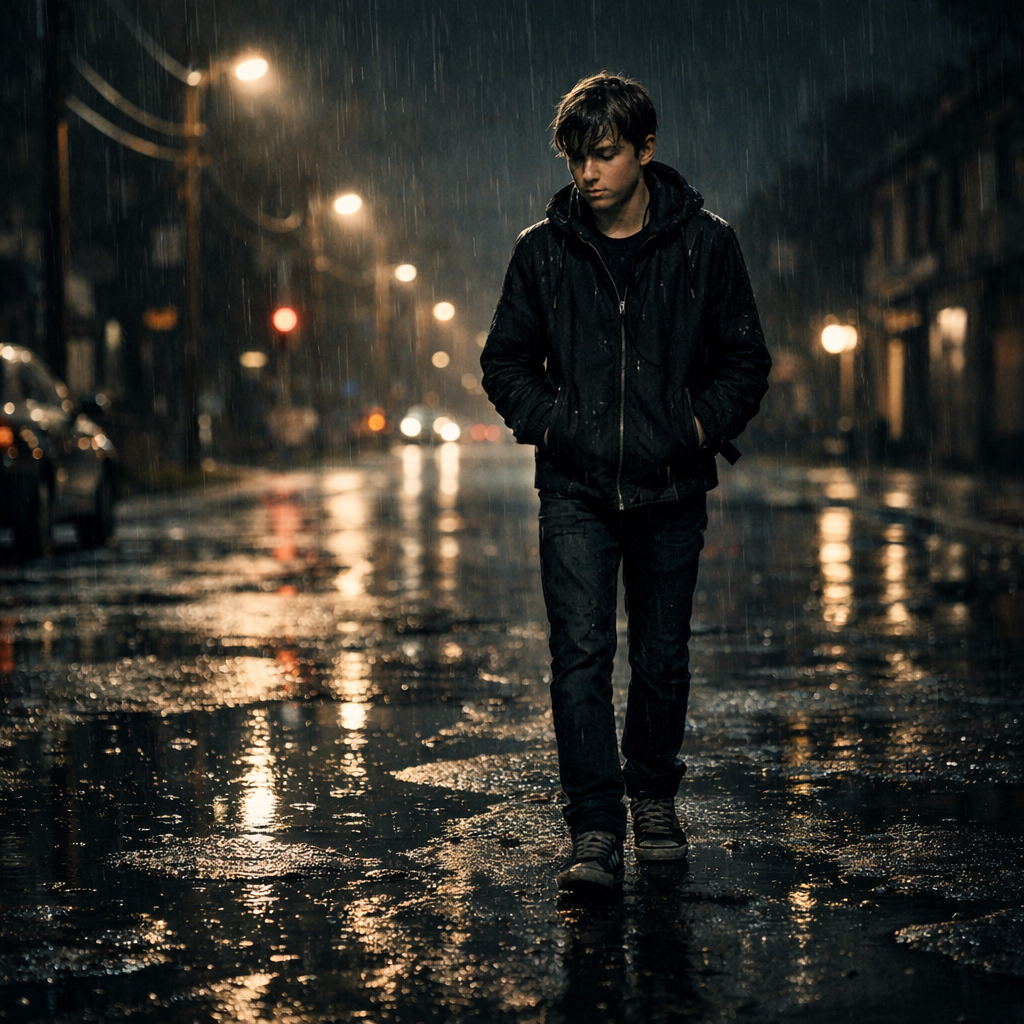 footsteps in the rain